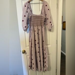 Free People Dahlia Embroidered Maxi Dress in Frost Lavender 🌸
